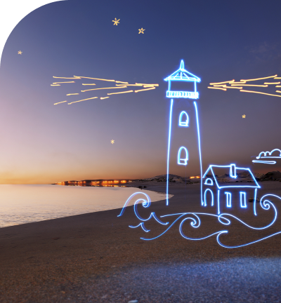 Light art of lighthouse