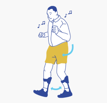  Man walking with rhythm.